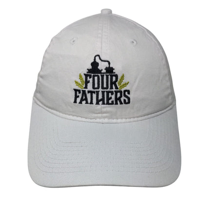 Four Fathers Strapback Hat White One Size Adjustable Embroidered Port & Company