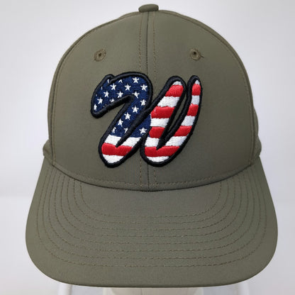 Champro Baseball Cap Green Red White Blue Size M USA Flag W Stretch Fit Hat