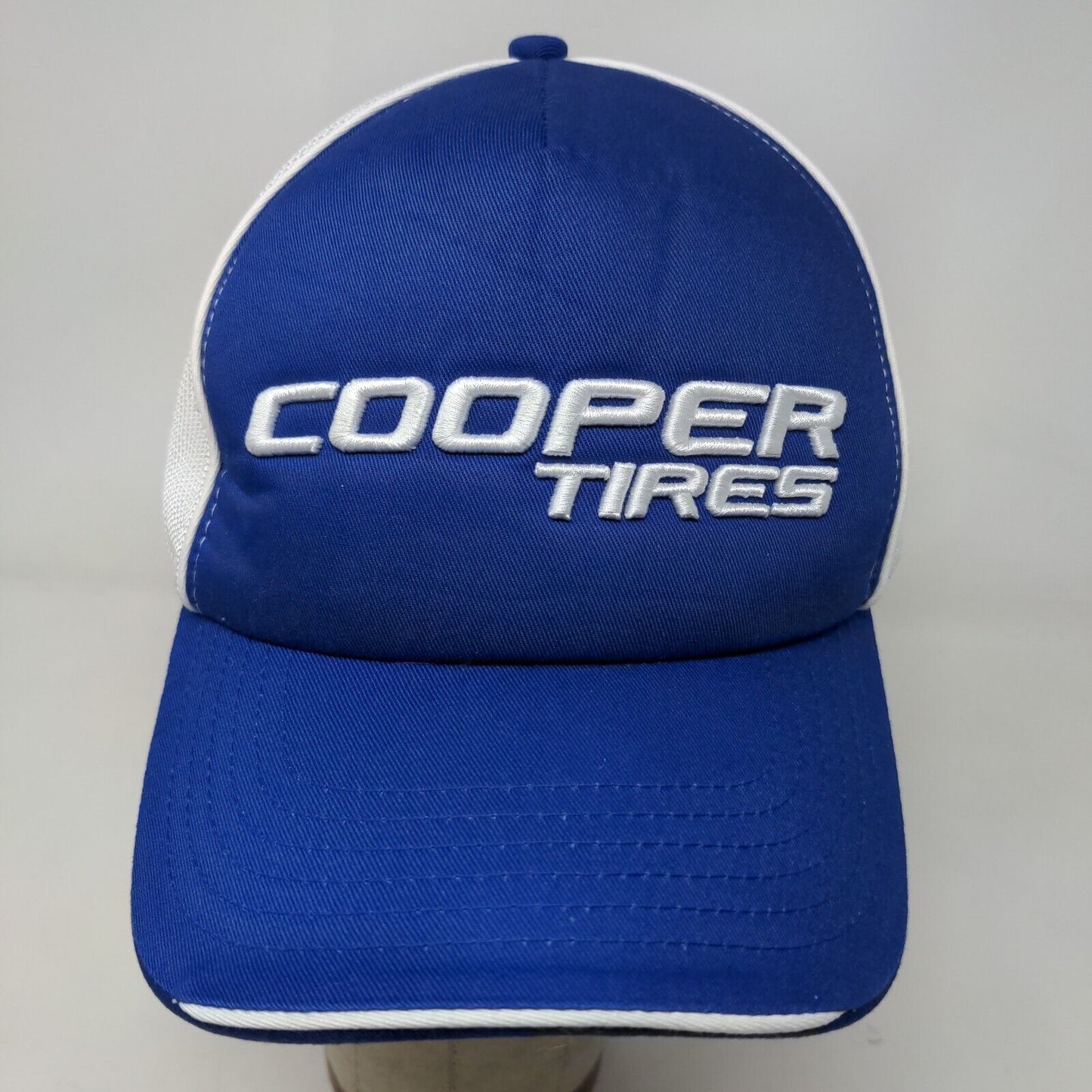 Cooper Tires Men's Strapback Mesh Back Hat Blue White Embroidered Logo