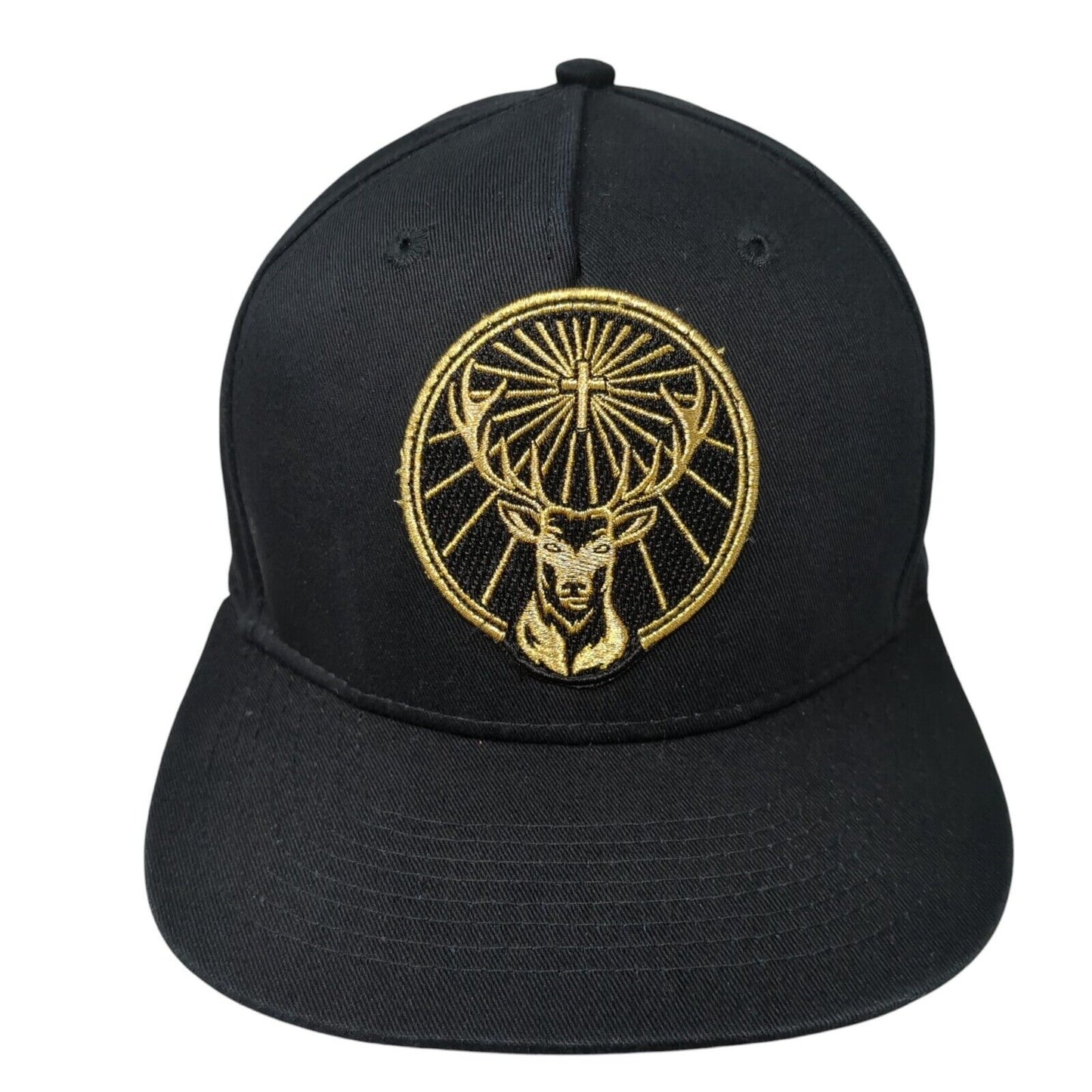 Jagermeister Snapback Hat Black One Size Adjustable Embroidered 6 Panel