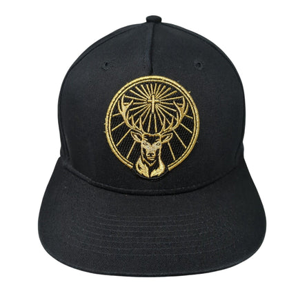Jagermeister Snapback Hat Black One Size Adjustable Embroidered 6 Panel