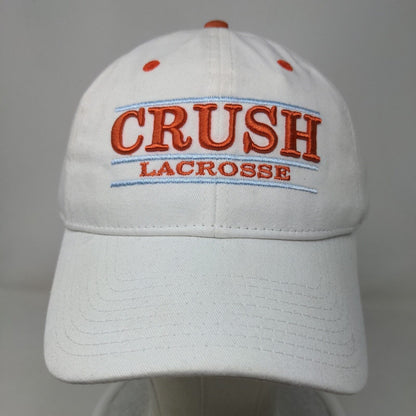 The Game Men's Slideback Hat White OSFM Embroidered Orange Crush Lacrosse Logo