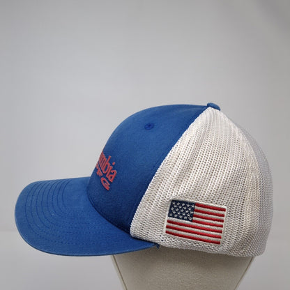 Columbia PFG Fitted Trucker Hat Blue Medium Mesh Back Stretch USA Flag