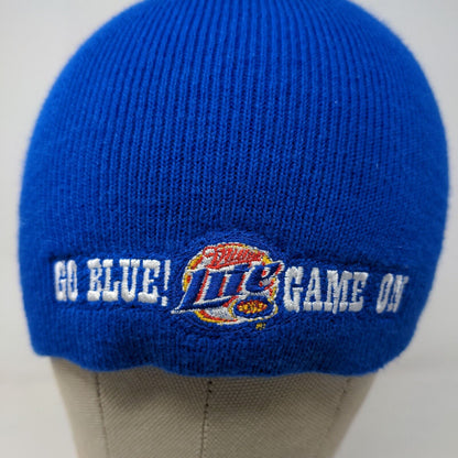 Miller Lite Men's Knit Beanie Hat Cap Blue Size OSFA Embroidered Beer Go Blue!