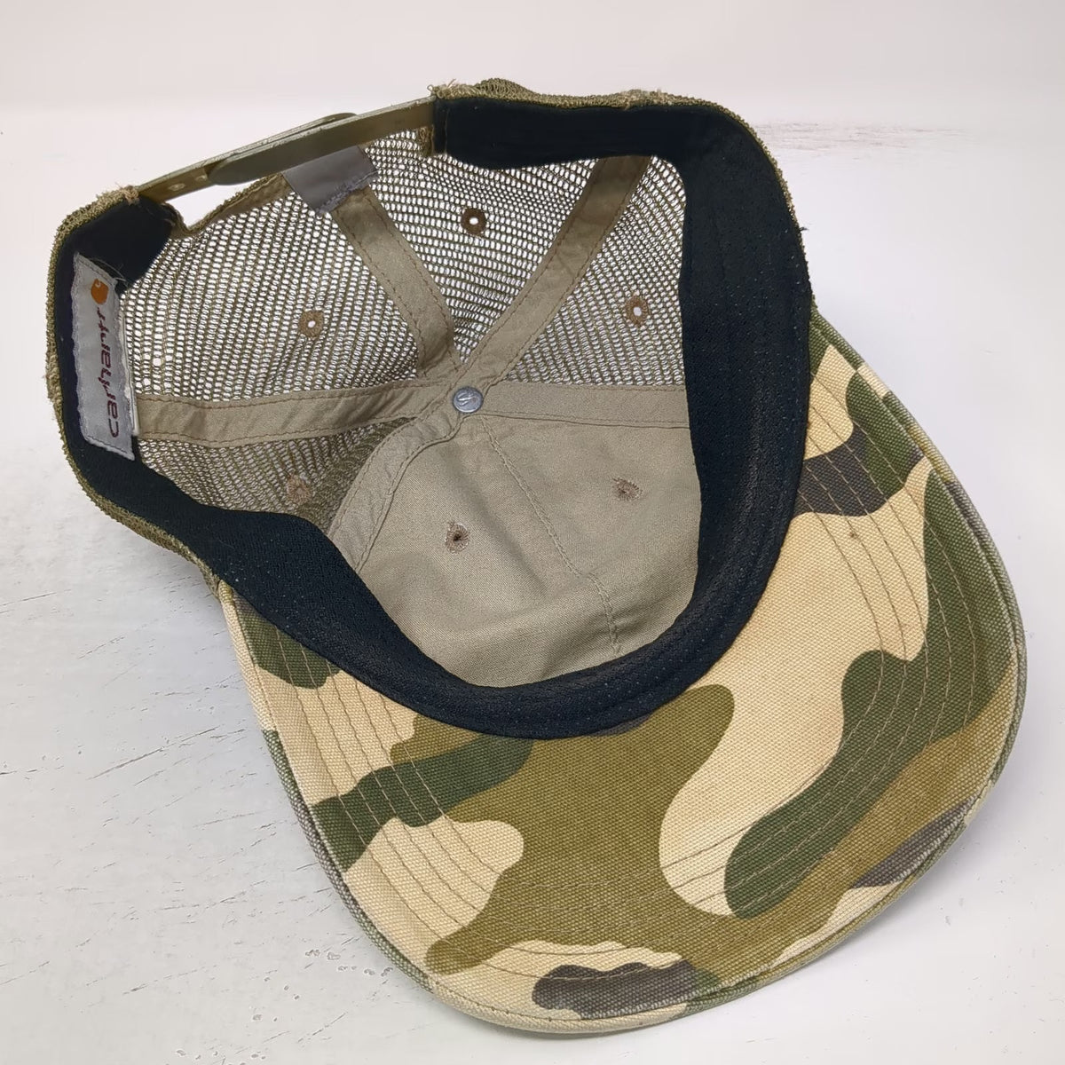 Carhartt Trucker Hat Green One Size Camo Mesh Back Snapback Embroidered Logo