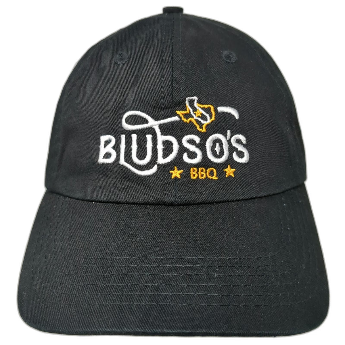 Bludso's BBQ Black Baseball Cap One Size Slideback Cotton Hat Texas Logo Star