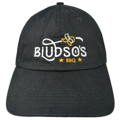 Bludso's BBQ Black Baseball Cap One Size Slideback Cotton Hat Texas Logo Star