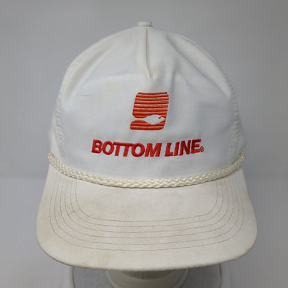 Bottom Line Snapback Hat White One Size Adjustable Embroidered 6 Panel Rope