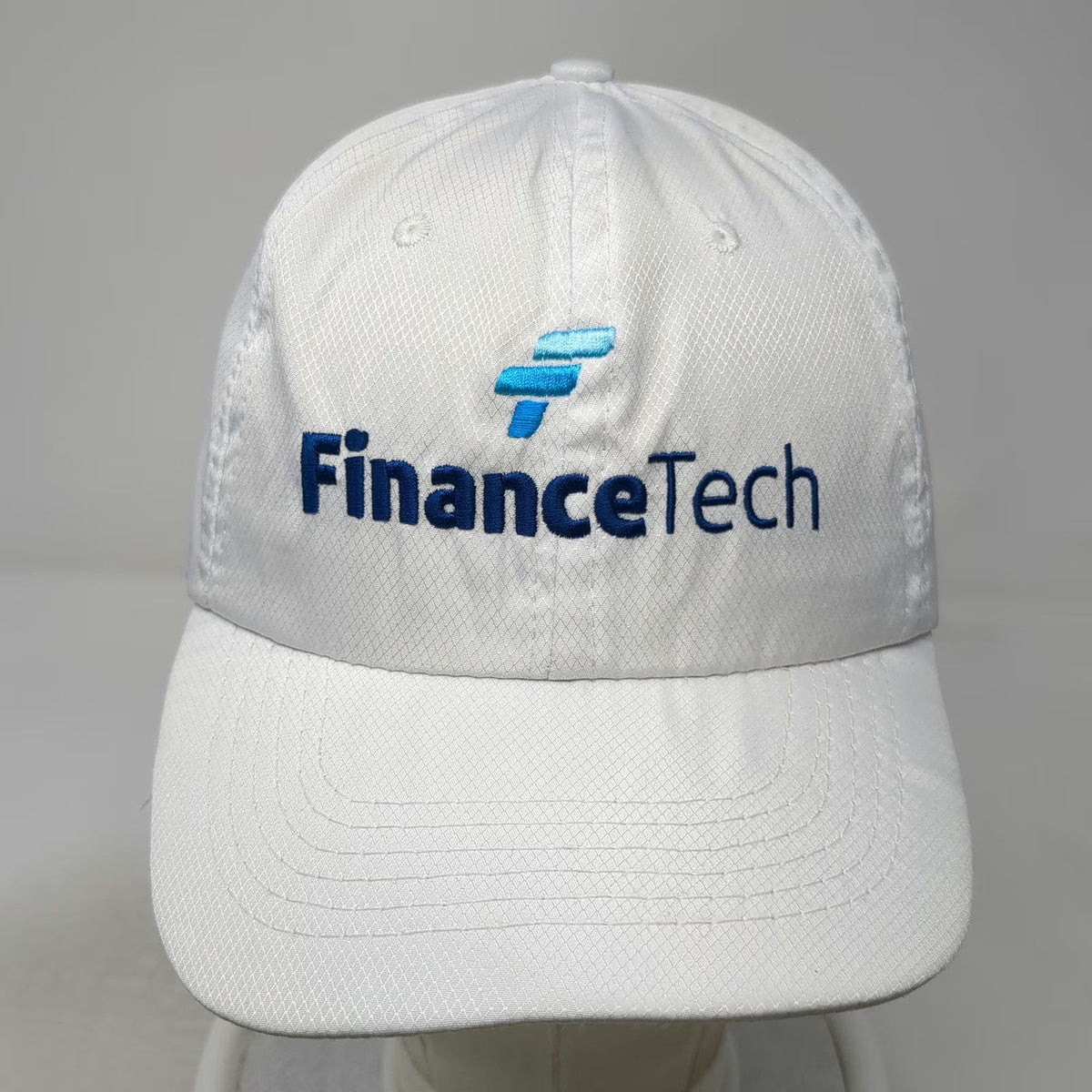Hit Wear FinanceTech White Baseball Cap One Size Textured Logo Strapback Hat