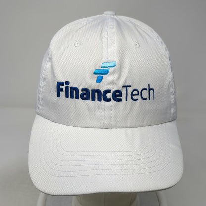 Hit Wear FinanceTech White Baseball Cap One Size Textured Logo Strapback Hat