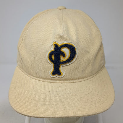 Pendleton Woolen Mills Yupoong 5 Panel Beige Hat OSFM Leather Strapback Patch