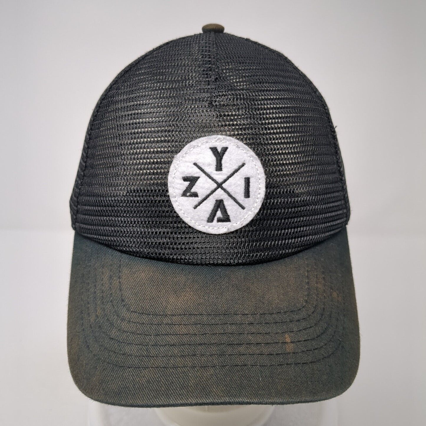 Zyia Active Patch Snapback Trucker Hat Black One Size Solid Mesh Back