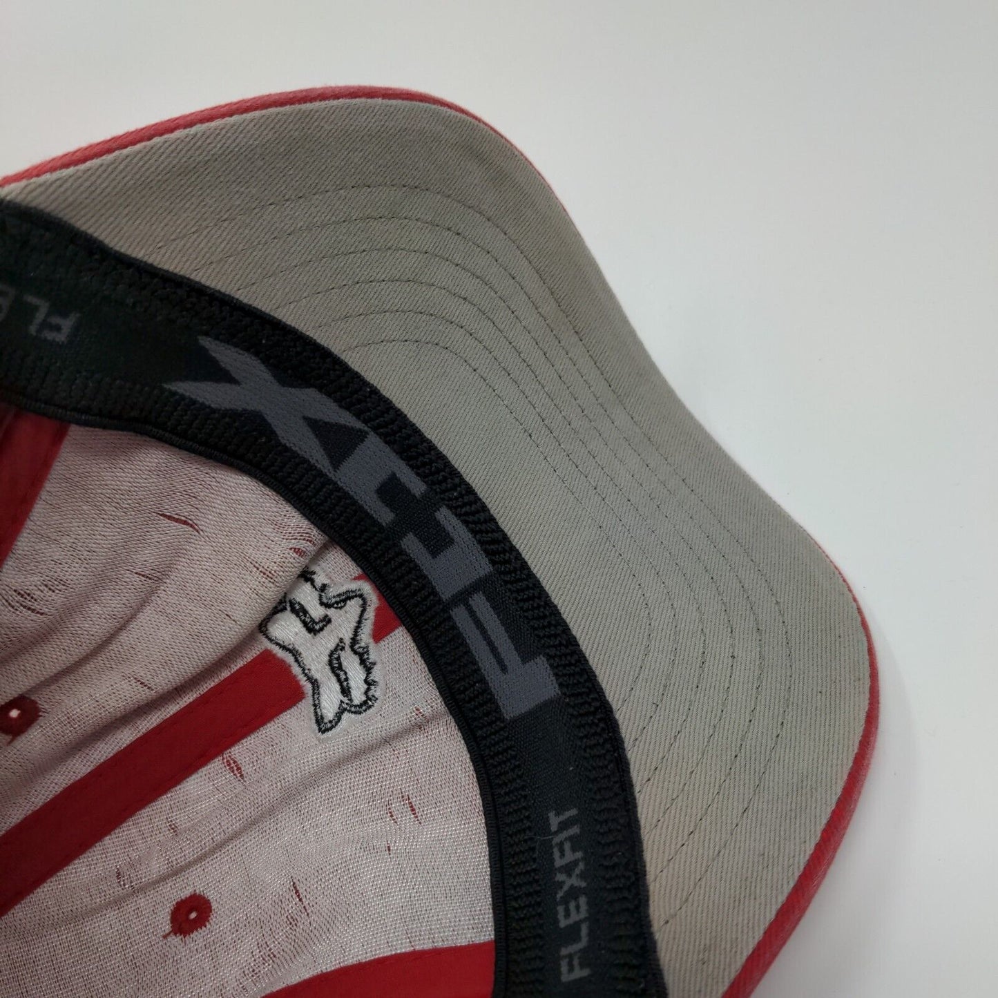 Fox Fitted Hat Red Small/Medium Embroidered Logo Flexfit 6 Panel