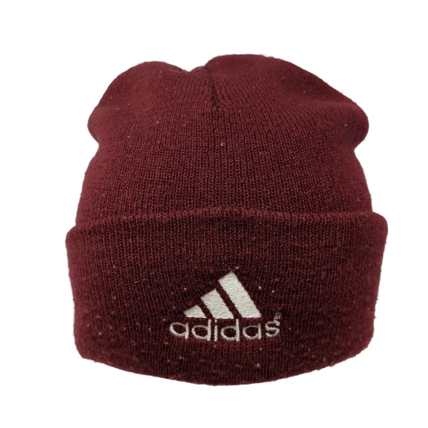 Adidas 3 Stripes Knit Beanie Hat Red One Size Stretch Embroidered