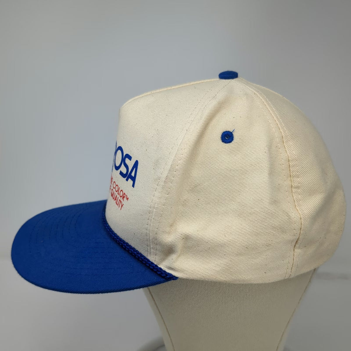 Mohr's Ponderosa Paint 5 Panel White Blue Snapback Hat One Size Braided Rope