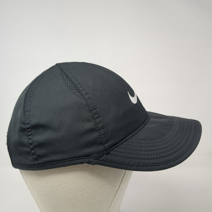 Nike Strapback Hat Black One Size Adjustable Featherlight Swoosh Dri-Fit