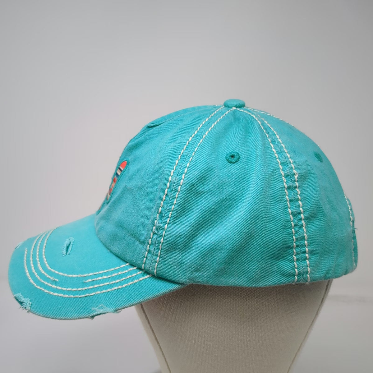 KBETHOS 5 Panel Blue OSFM Cactus Frayed Strapback Hat Southwest Serape Stitch