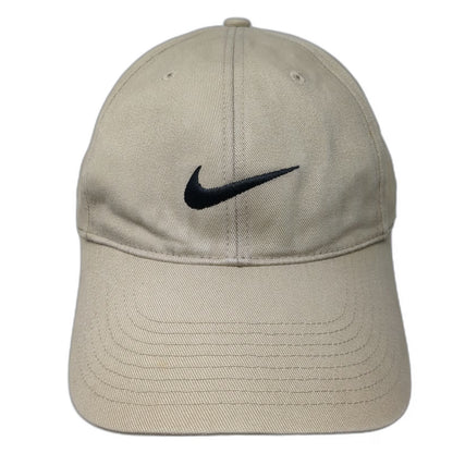 Nike Baseball Cap Beige Black Strapback Embroidered Swoosh Hat Vintage Grey Tag