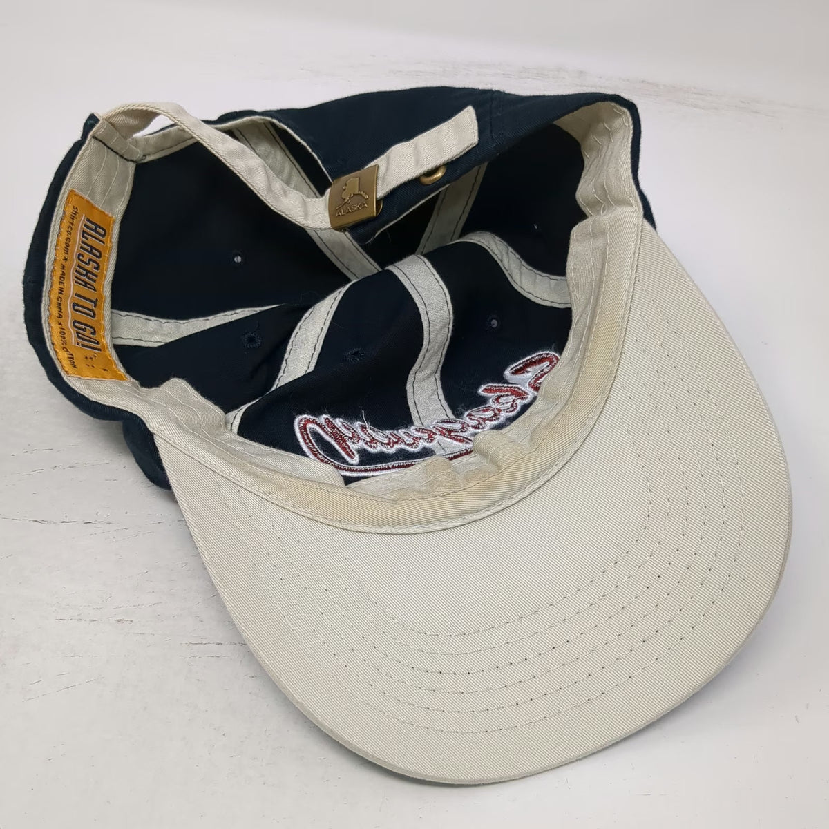 Alaska To Go! Baseball Cap Blue One Size Skagway Script Embroidery Slideback Hat