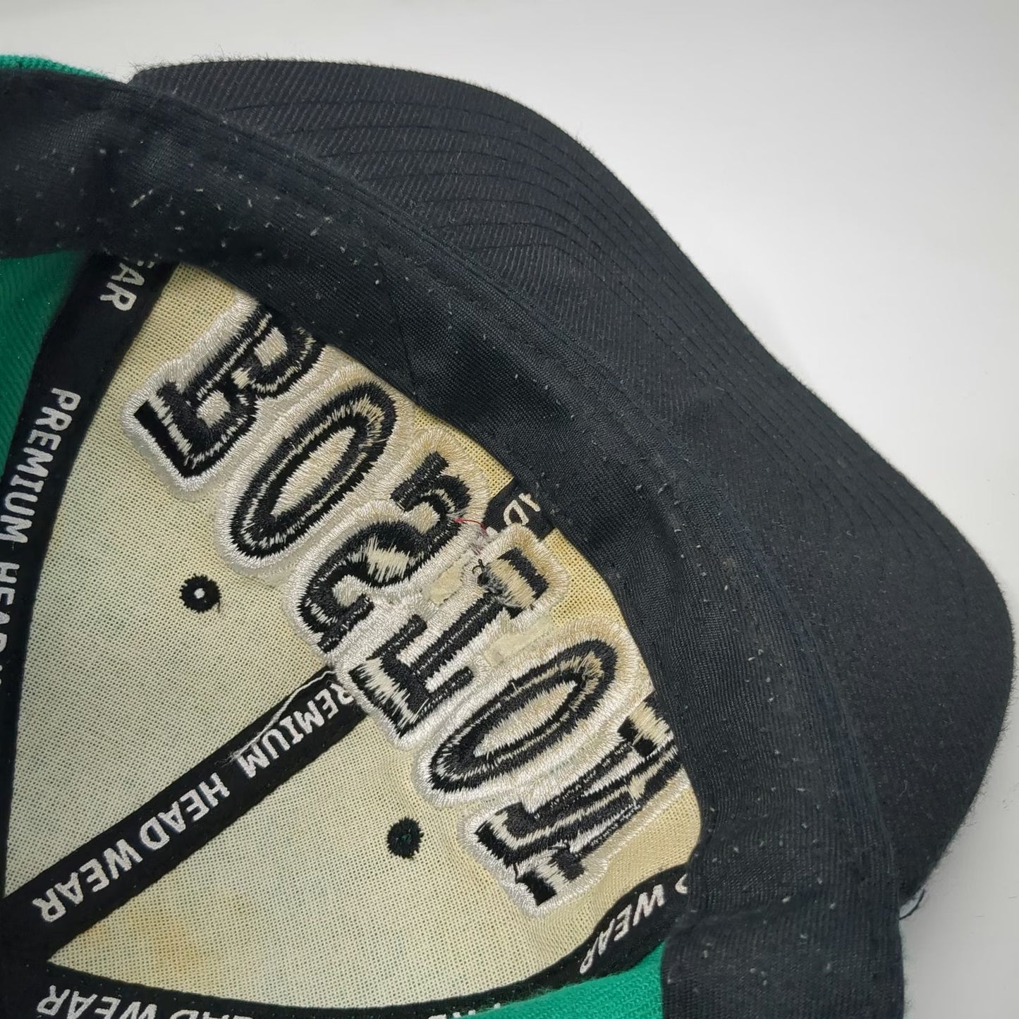Premium Headwear Snapback Green Black White One Size Hat Boston B Logo Flat Bill