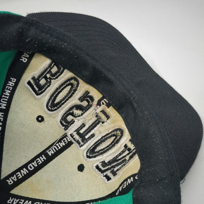Premium Headwear Snapback Green Black White One Size Hat Boston B Logo Flat Bill