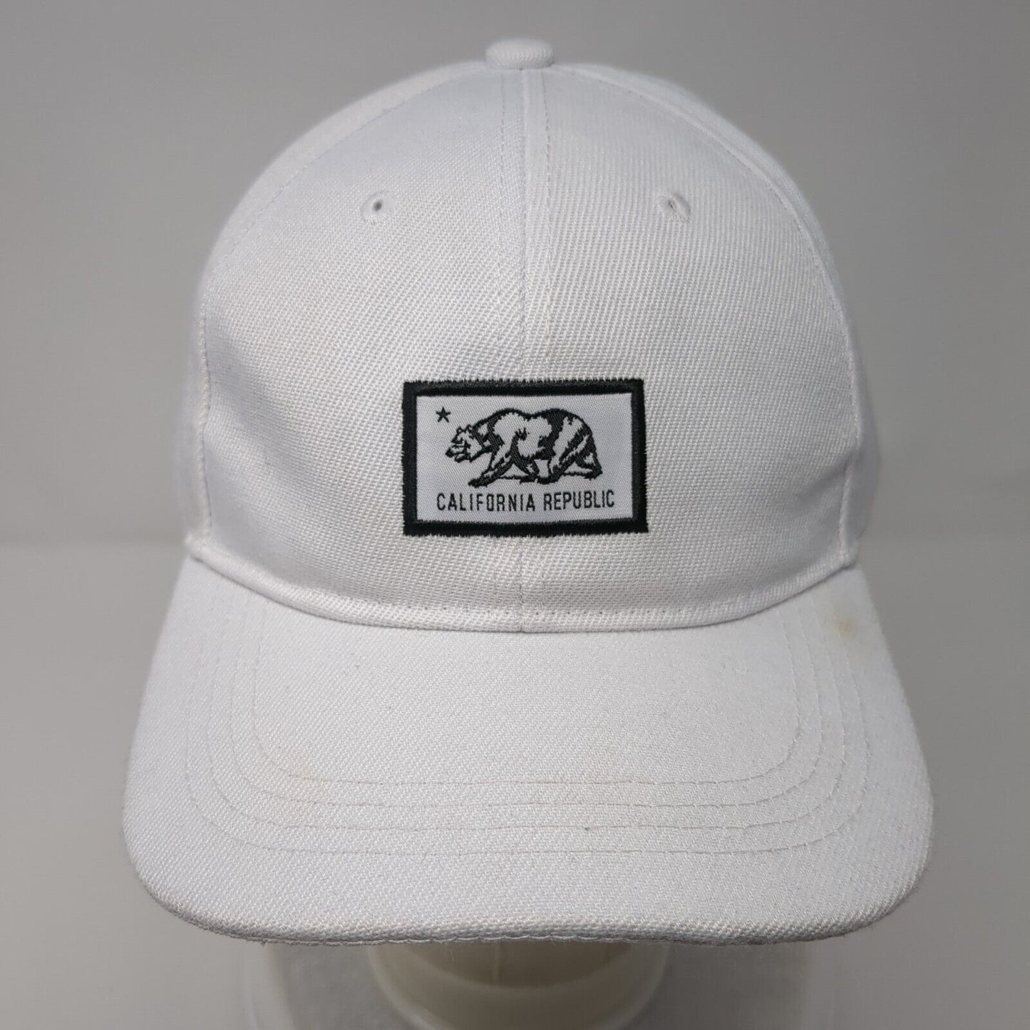California Republic Bear Strapback Hat White OSFA Solid Embroidered