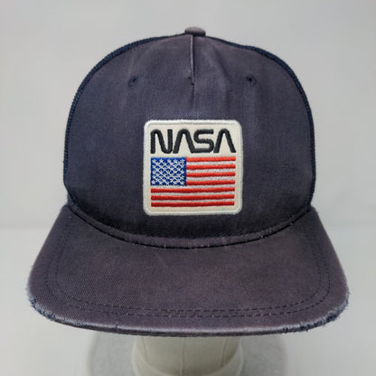 NASA Snapback Trucker Hat Blue OSFA Adjustable Embroidered Patriotic Mesh Back