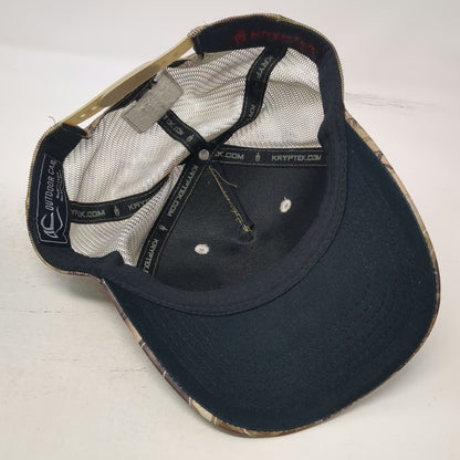 Kryptek Trucker Hat Brown Beige One Size Mesh Back Camo USA Flag Snapback