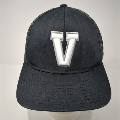 V Snapback Trucker Hat Black One Size Adjustable Mesh Back Pacific Headwear