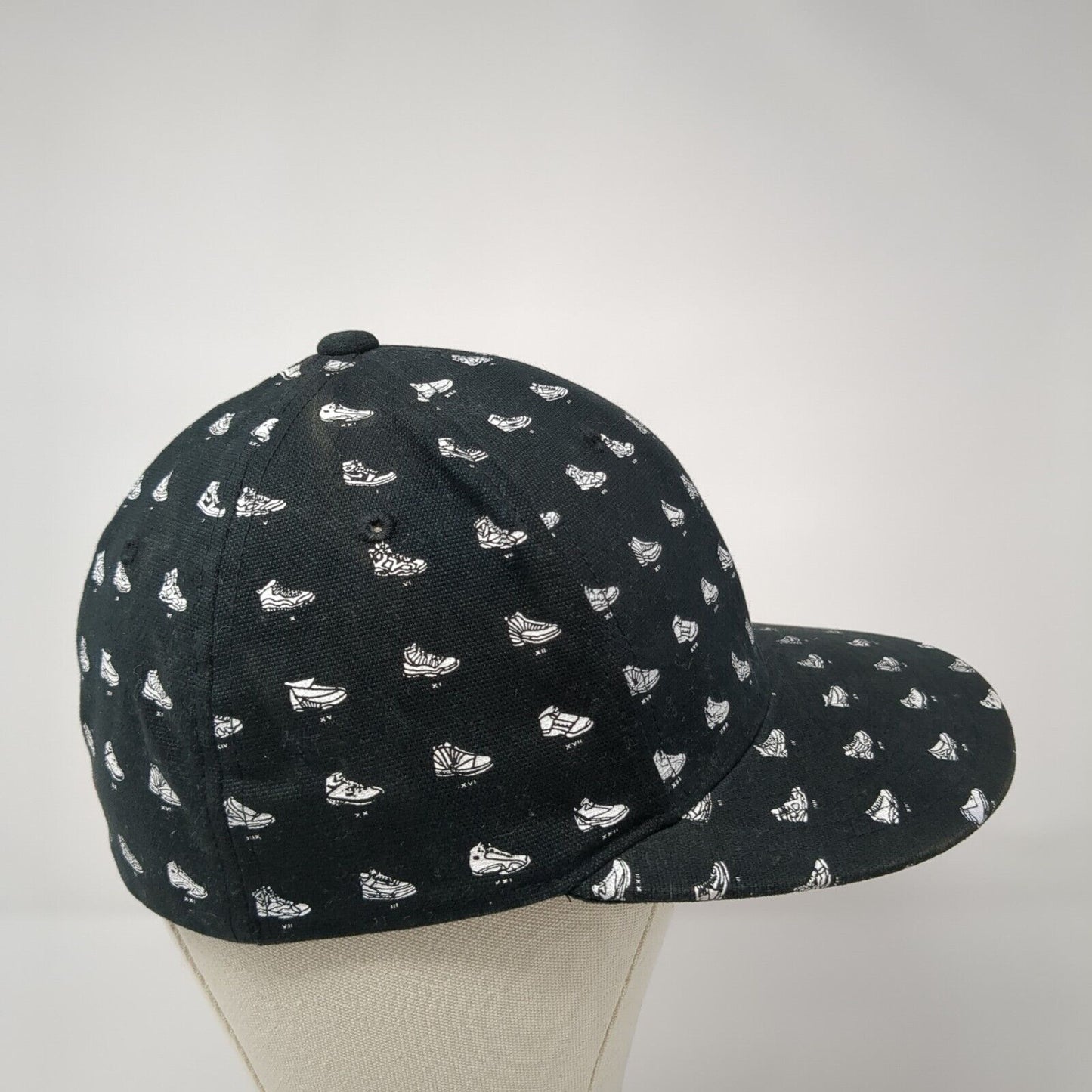 Nike Jordan AF-1 Fitted Hat Black Size S/M All Over Print Shoe Graphic Logo
