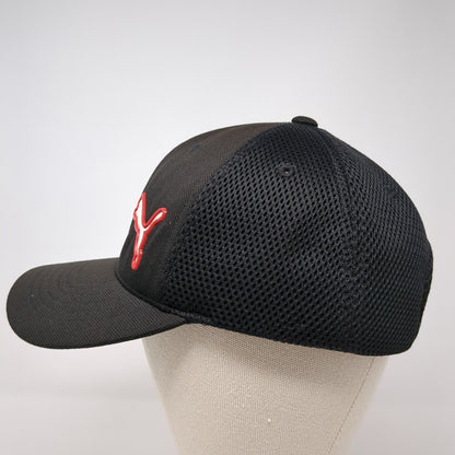 PUMA Strapback Mesh Back Hat Black One Size Solid Adjustable 6 Panel