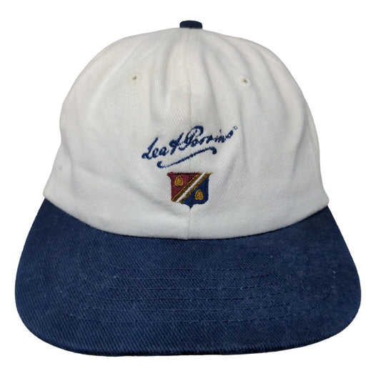 Lea + Porrino Men's Slideback Hat White Blue Embroidered Logo Made USA