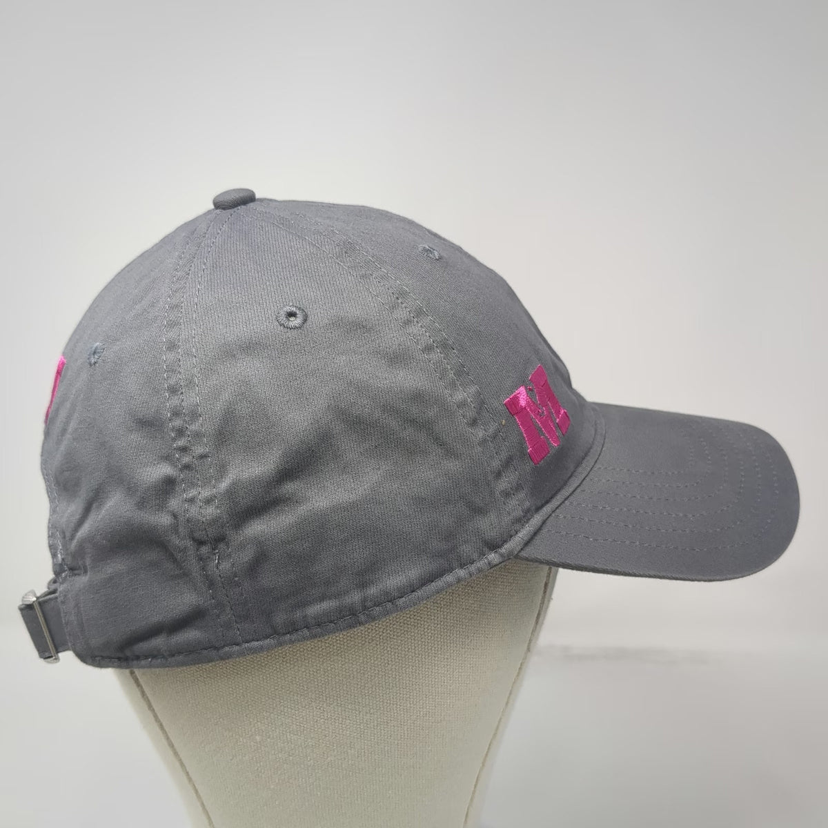 Under Armour Baseball Cap Gray One Size Pink M Logo Slideback Cotton Twill Hat