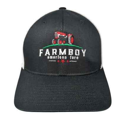 Farmboy American Fare Fitted Trucker Hat Black One Size Mesh Flexfit Yupoong