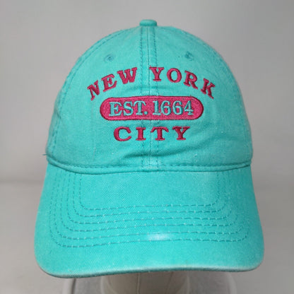 New York City Est 1664 Strapback Hat Bluish-Green OSFA Adjustable Embroidered