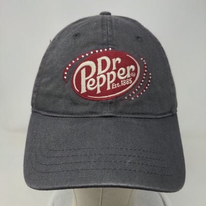 Dr Pepper Est. 1885 Strapback Hat Gray One Size Embroidered Rhinestone Cotton