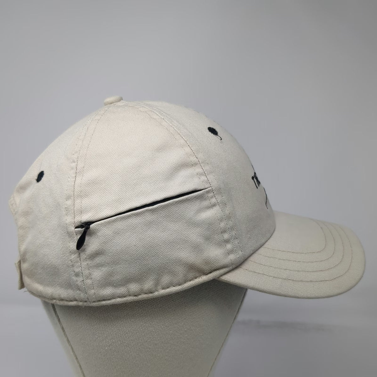 Hyp Baseball Cap Beige One Size Side Zipper Pocket Mountain Logo Cotton Hat