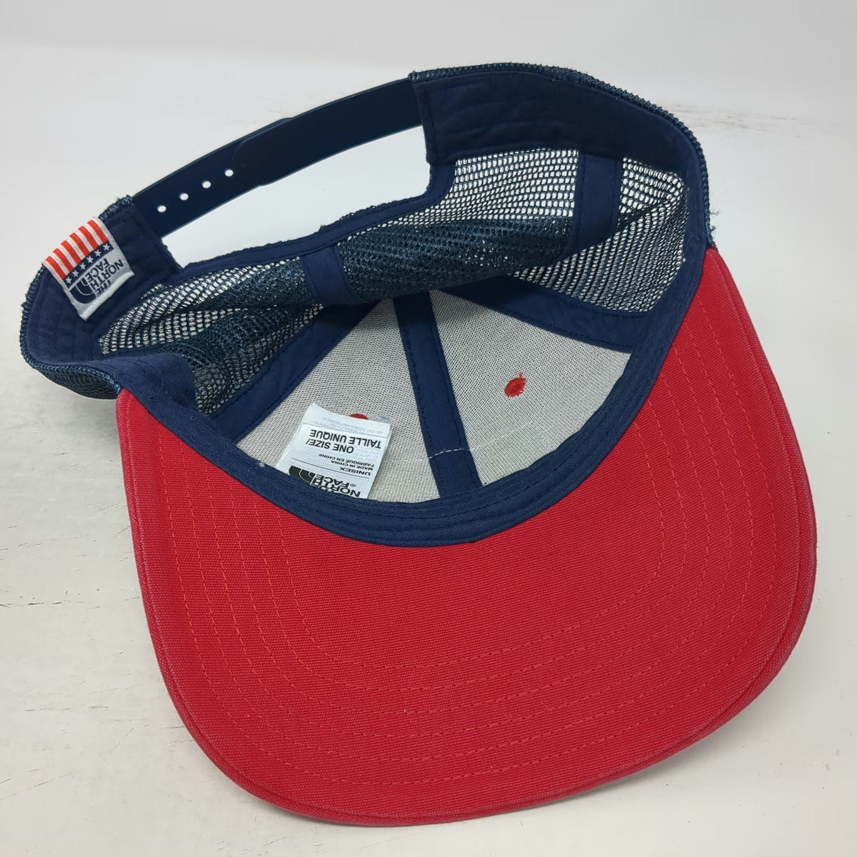 The North Face Trucker Hat Red Blue One Size American Flag Patch Snapback