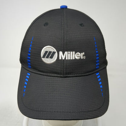 Cap America Miller Logo Black One Size Baseball Cap Blue Accents Golf Hat