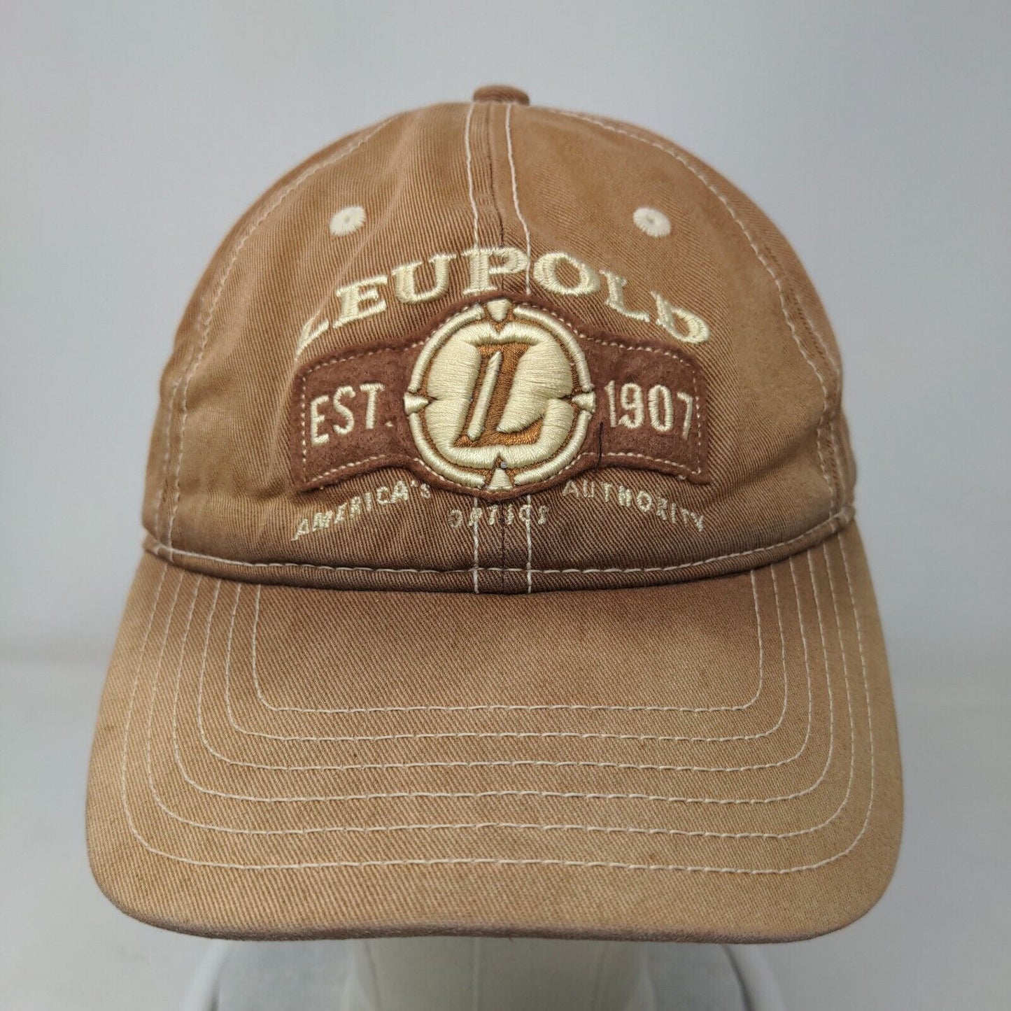 Leupold Est. 1907 Strapback Hat Brown Tan OSFA Embroidered Adjustable Strap