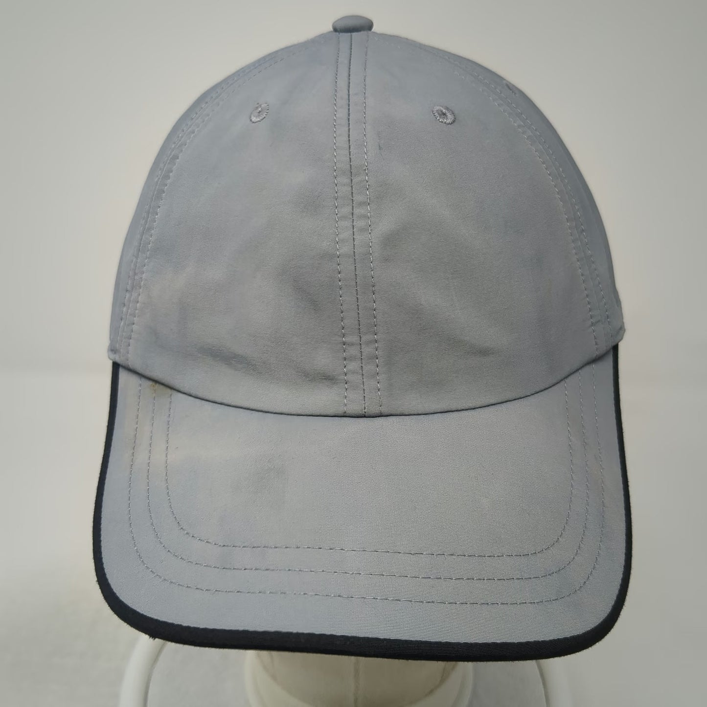 PINK Baseball Cap Gray One Size Adjustable Strap Contrast Piping Curved Brim Hat