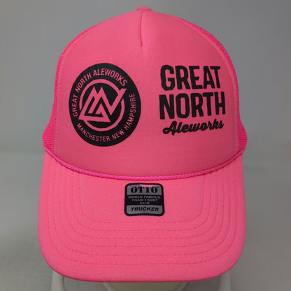 OTTO Trucker Hat Pink One Size Great North Aleworks Brewery Manchester NH Mesh