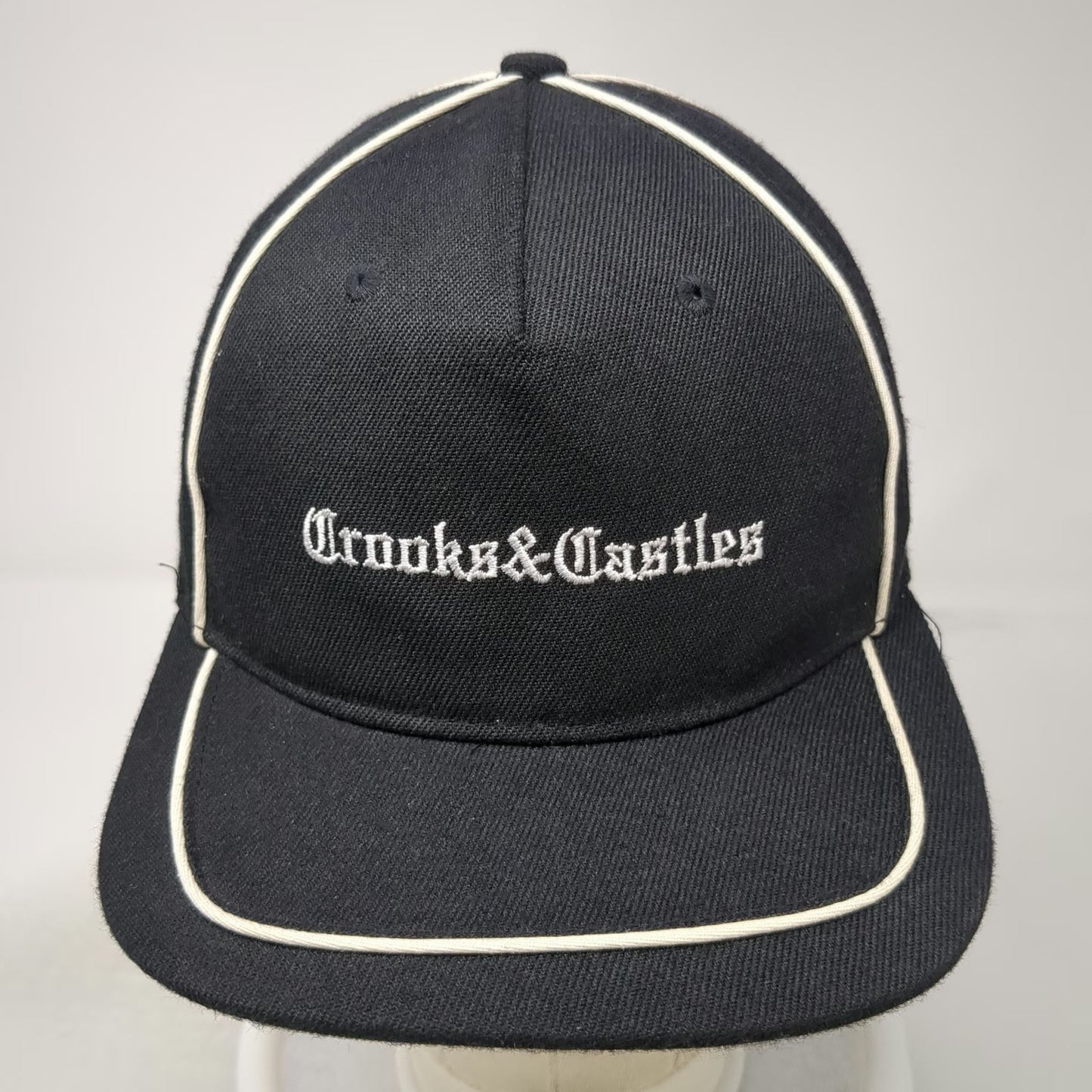 Crooks & Castles Snapback Black One Size Hat Contrast Piping Embroidered Logo