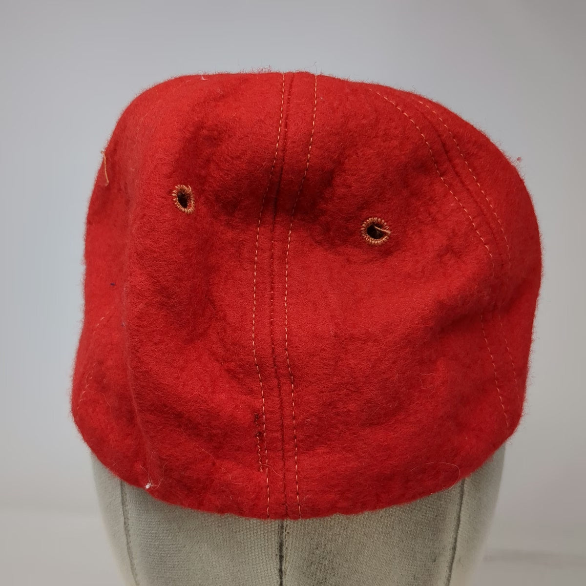Red Baseball Cap XS Wool Kristi Yellow Felt Letters Fitted Hat Green Brim