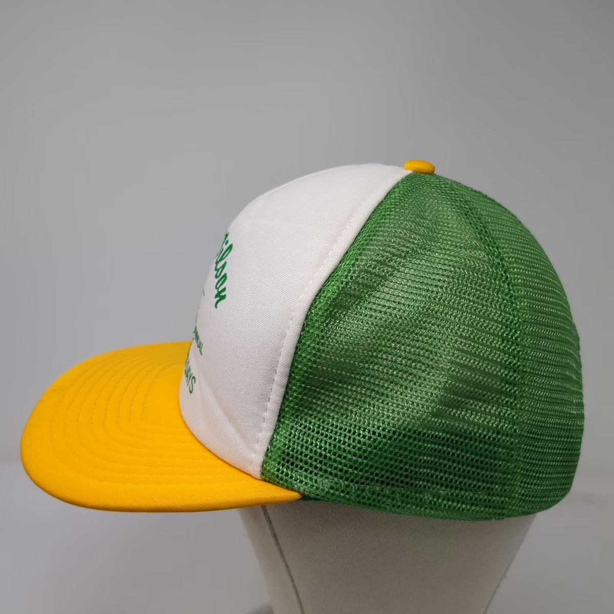 Sportcap Trucker Hat White Green Yellow L Camp Wilson Frontier Days Mesh Foam