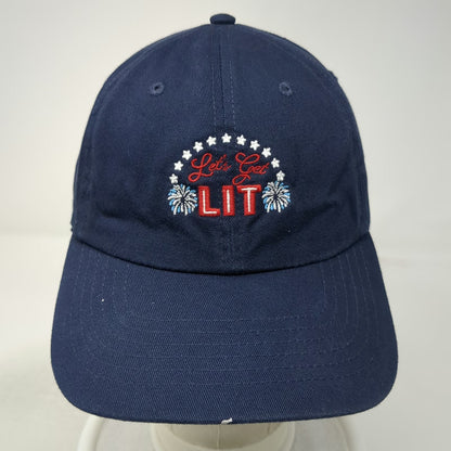 Wembley Baseball Cap Blue One Size Let's Get Lit Fireworks Stars Slideback Hat