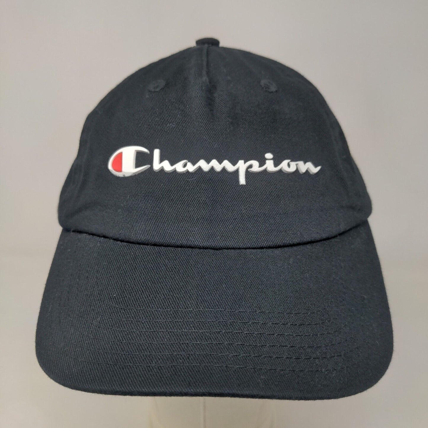 Champion Men's Slideback Hat Black Size OSFA 3D Logo 100% Cotton