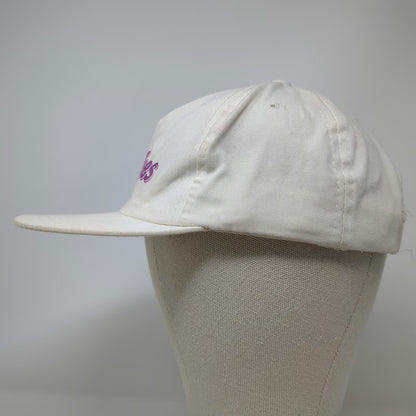 Yupoong 5 Panel White Hat One Size Tricky Tees Snapback Pink Purple Cotton