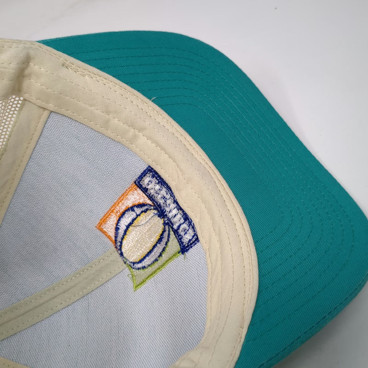 Pacific Headwear Trucker Hat Blue Beige One Size Organics Patch Mesh Snapback
