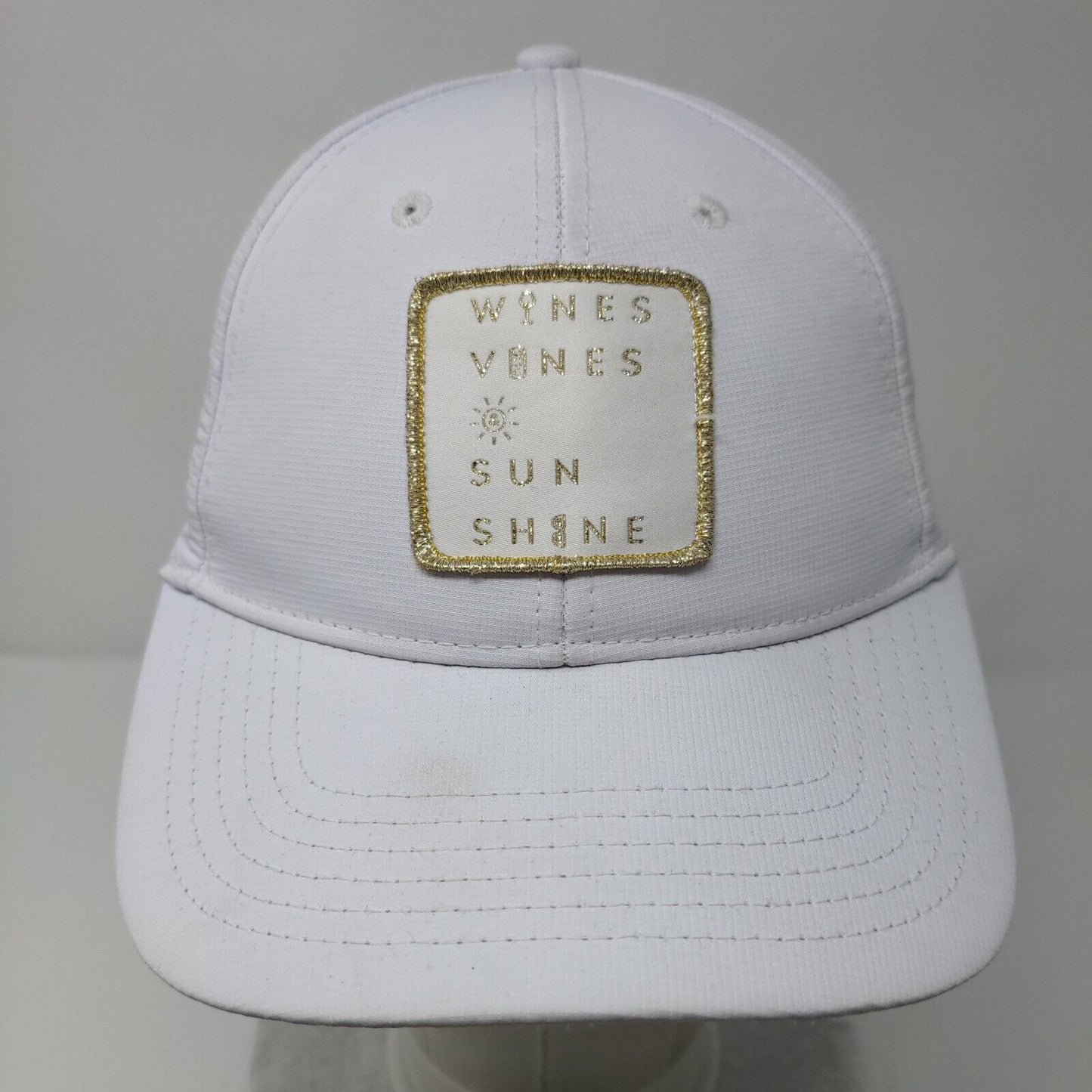 Wines Vines & Sunshine Slideback Hat White OSFM Adjustable Fahrenheit